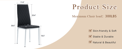 Modern Style Dining Chairs Set of 4 in Black, Essential for Minimalist Homes.Meeting Family Dining Needs,PU Material Seat,Silver Metal Legs,Blending into Various Home Environments.W1151107272 image 8