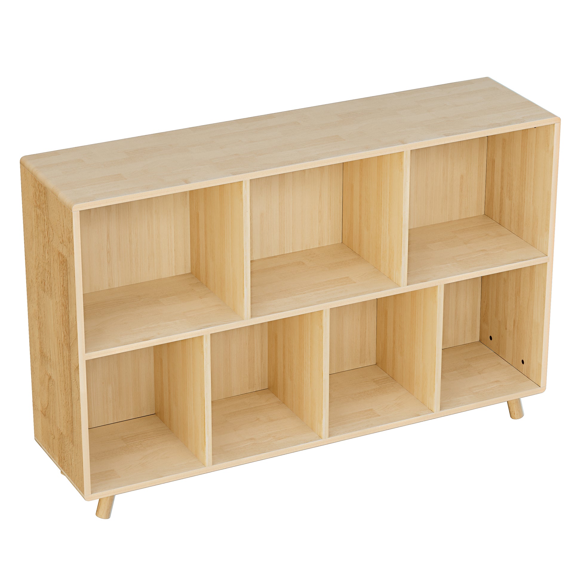 Wooden Bookshelf, 2-Tier Bookcase, 7 Cube Storage Organizer, Open Book Shelf with Legs for Home Office, Living Room, Study image 3