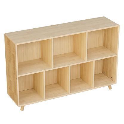 Wooden Bookshelf, 2-Tier Bookcase, 7 Cube Storage Organizer, Open Book Shelf with Legs for Home Office, Living Room, Study image 3