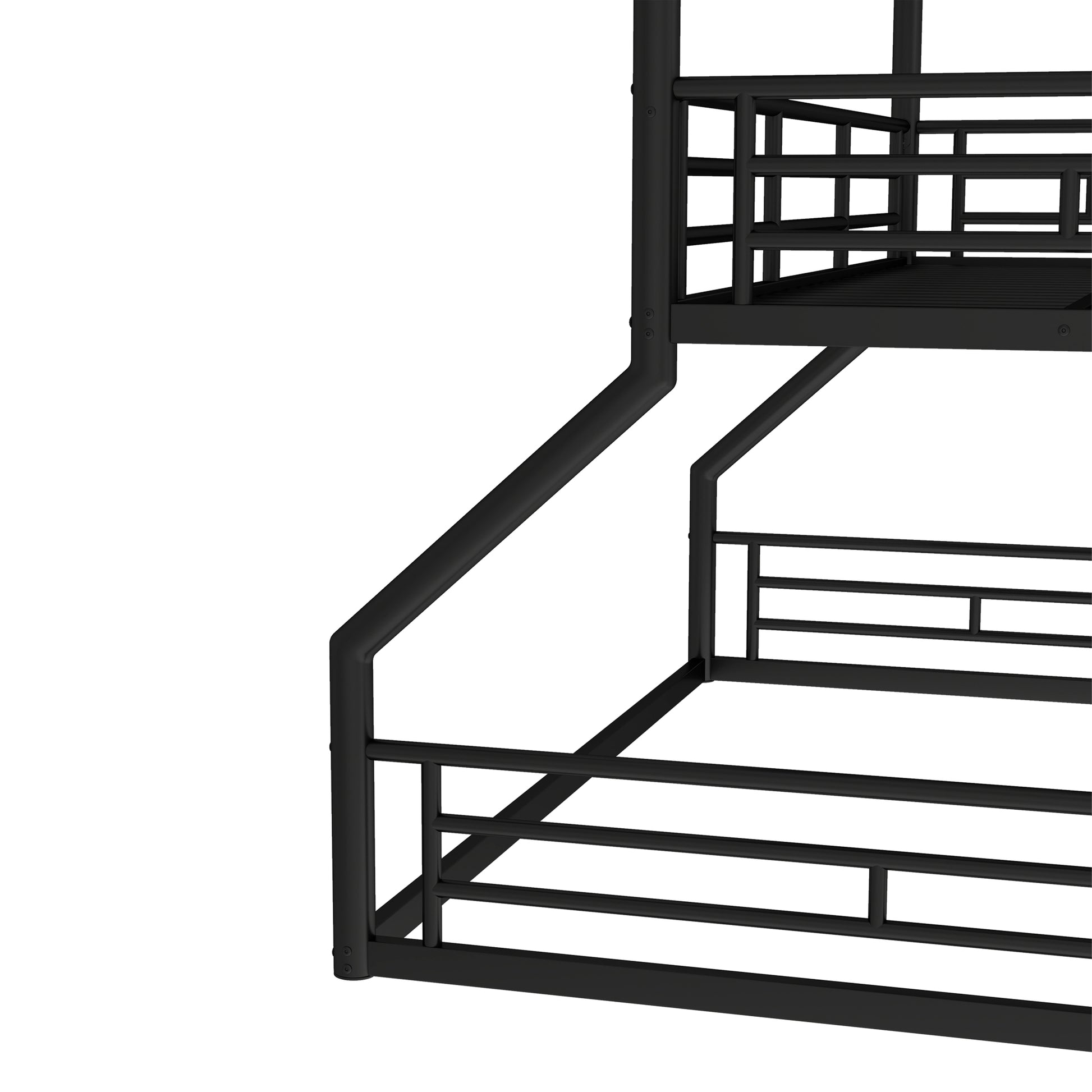 Twin over Twin over Full Bunk Bed, Metal Triple Bunk Bed with Safety Guardrails, Heavy-duty Bunk Bed with Noise-reduced Design, Black image 9