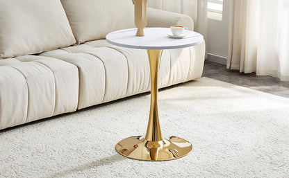 Round Dining Table, 23.6" Circle Tulip Table with Thickened Tabletop & Metal Pedestal, Mid Century Modern Bistro Table for Kitchen, Small Places, Living Room, Cafe (White) image 10