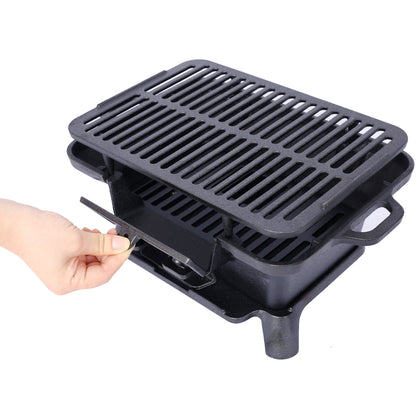 Oval Cast Iron Grill Outdoor, Portable Charcoal Grill and Tabletop Cast Iron Skillet - 100% Cast Iron, Durable, Small Charcoal Grill, Camping Stove, Hibachi Grill image 5
