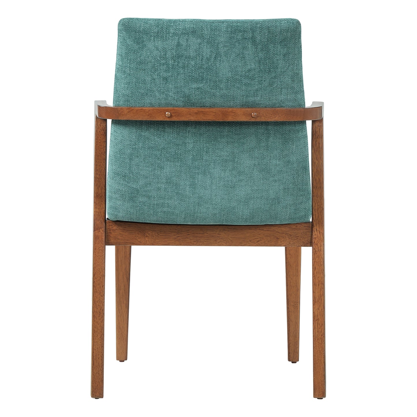 Mid-Century Modern Dining Chairs Set of 2 - Green Fabric Upholstered Armchairs with Walnut Color Rubber Wood Frame, 250lbs Capacity for Kitchen & Dining Room image 9