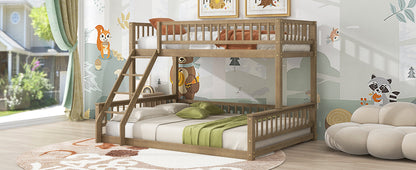 Twin XL over Queen Bunk Bed with Ladder and Guardrails, Walnut image 8