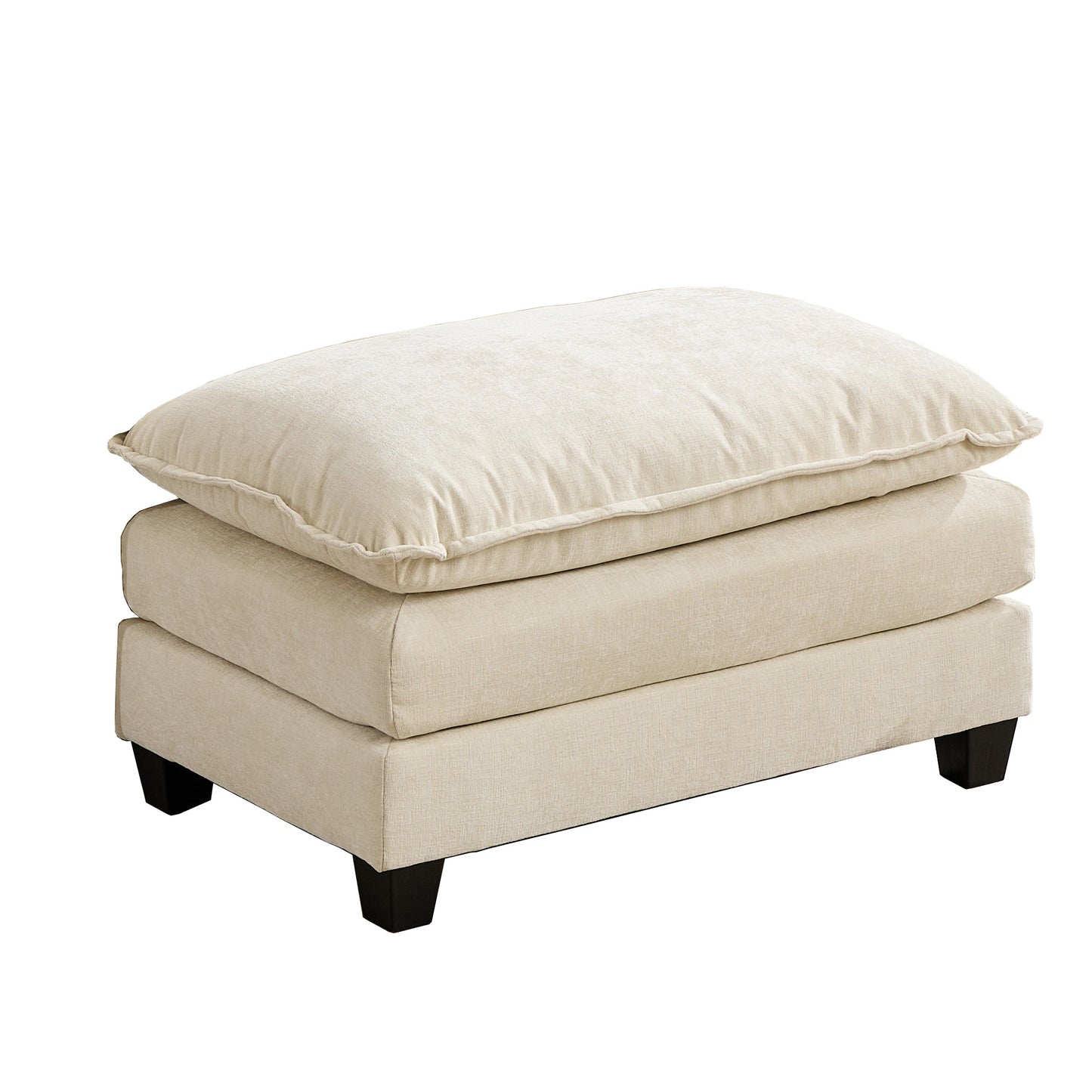 Cloud Sofa Ottoman only, Modern Sectional Couch, for Living Room Bedroom and Apartment, Comfy Double Layer Upholstered Seat Cushion, Breathable Chenille Fabric, Beige image 1