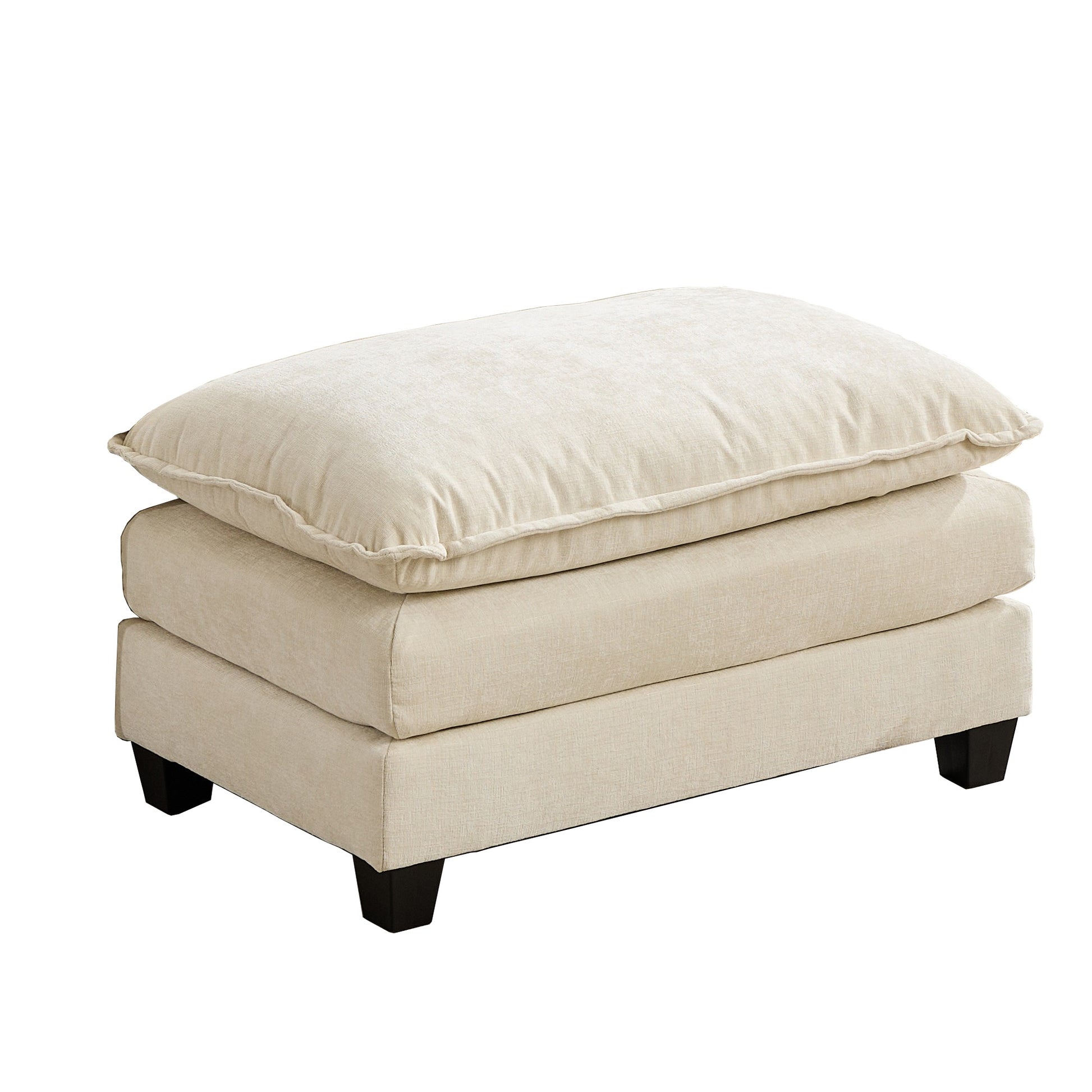 Cloud Sofa Ottoman only, Modern Sectional Couch, for Living Room Bedroom and Apartment, Comfy Double Layer Upholstered Seat Cushion, Breathable Chenille Fabric, Beige image 1