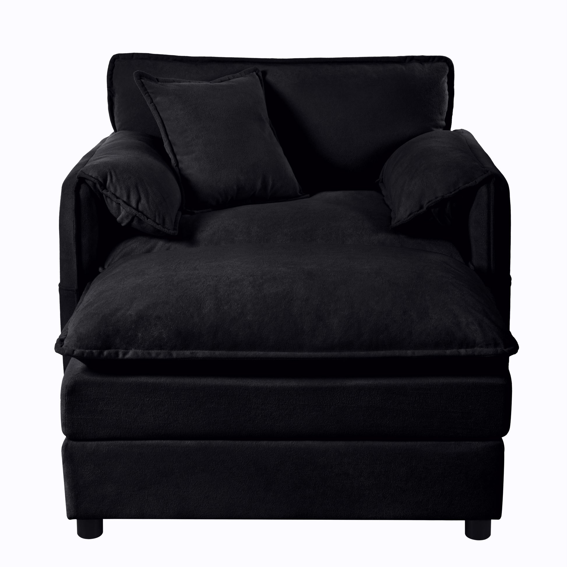 Oversized 57.48" Recliner Chair with Movable Ottoman - Soft Chenille Upholstered Indoor Lounge Chair for Living Room or Bedroom,DIY Combination,Black image 11