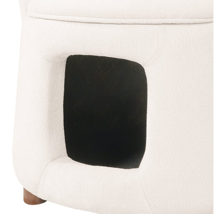 Beige Pet Friendly Chair with Hidden Pet Nook, Convertible Stool, Storage Seat, 220lbs Capacity, Acacia Wood Legs image 10