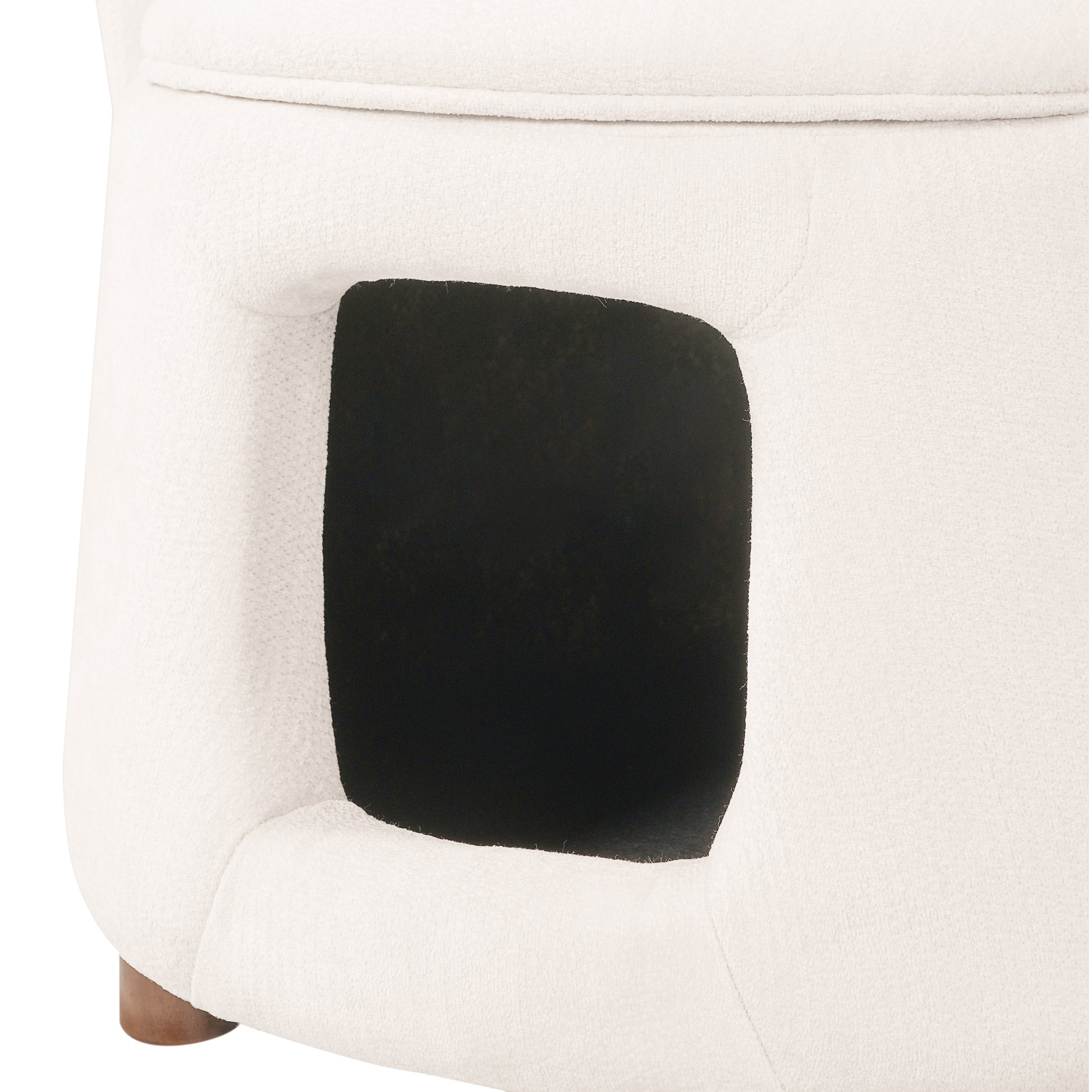 Beige Pet Friendly Chair with Hidden Pet Nook, Convertible Stool, Storage Seat, 220lbs Capacity, Acacia Wood Legs image 10