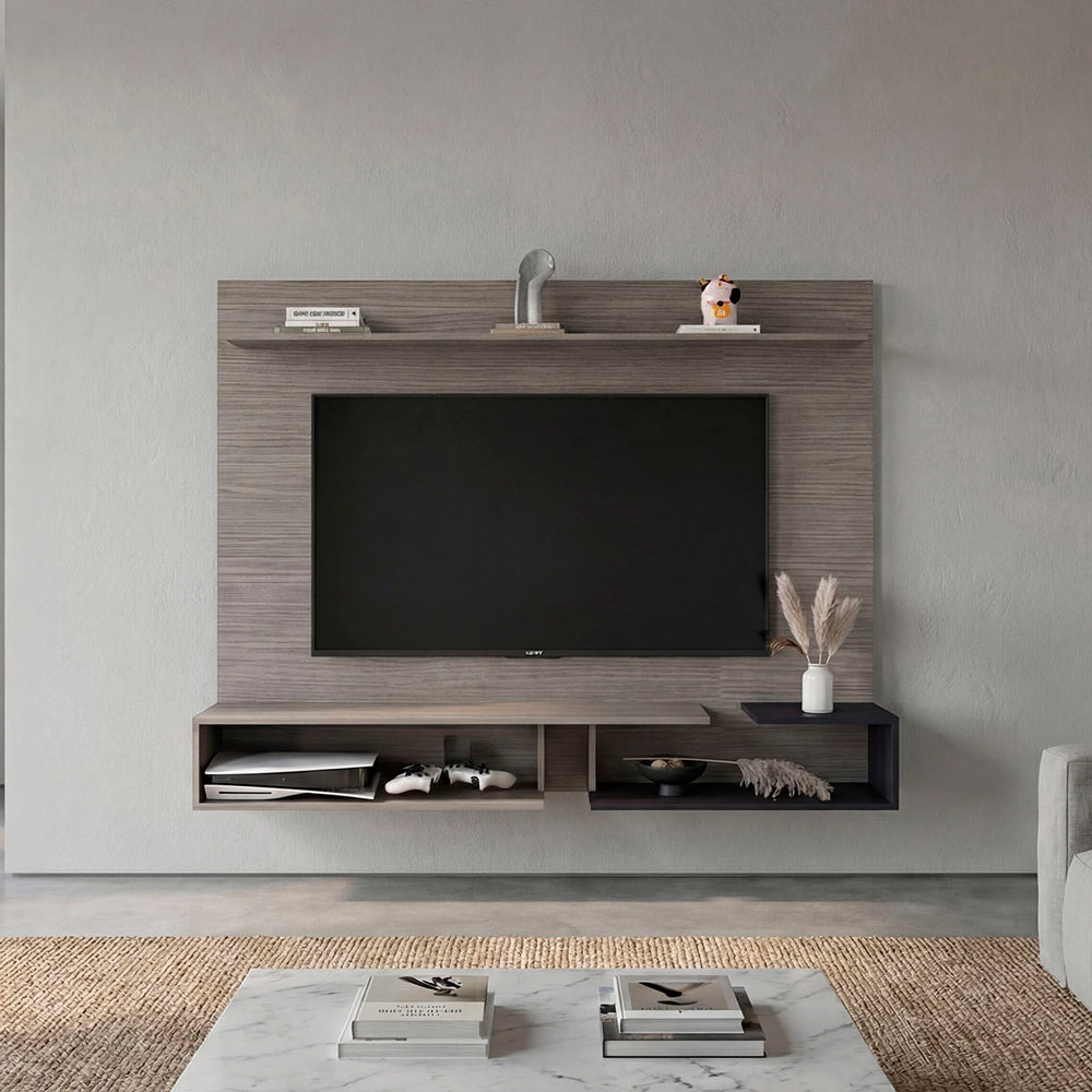 Aurevon 65" Floating TV Panel – Modern Entertainment Center with Storage Shelves image 1