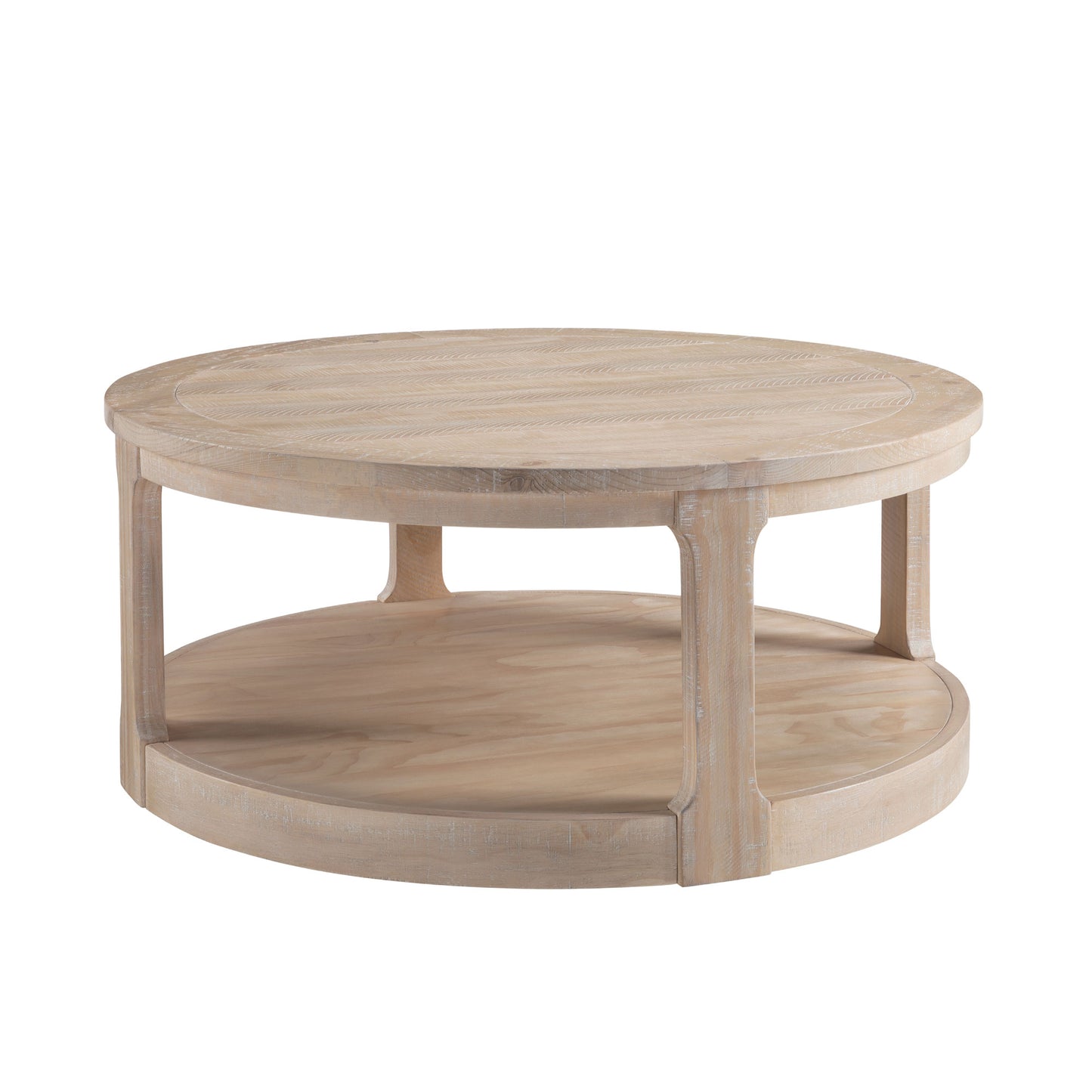 40inch Large Curved 2 Tier Traditional Round Circle Wooden Center Coffee Table,Rounded Table with Wheels,Mid Century Rustic Style Table for living Room,Office,Apartment,OAK image 2