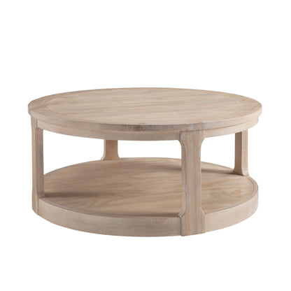 40inch Large Curved 2 Tier Traditional Round Circle Wooden Center Coffee Table,Rounded Table with Wheels,Mid Century Rustic Style Table for living Room,Office,Apartment,OAK image 2