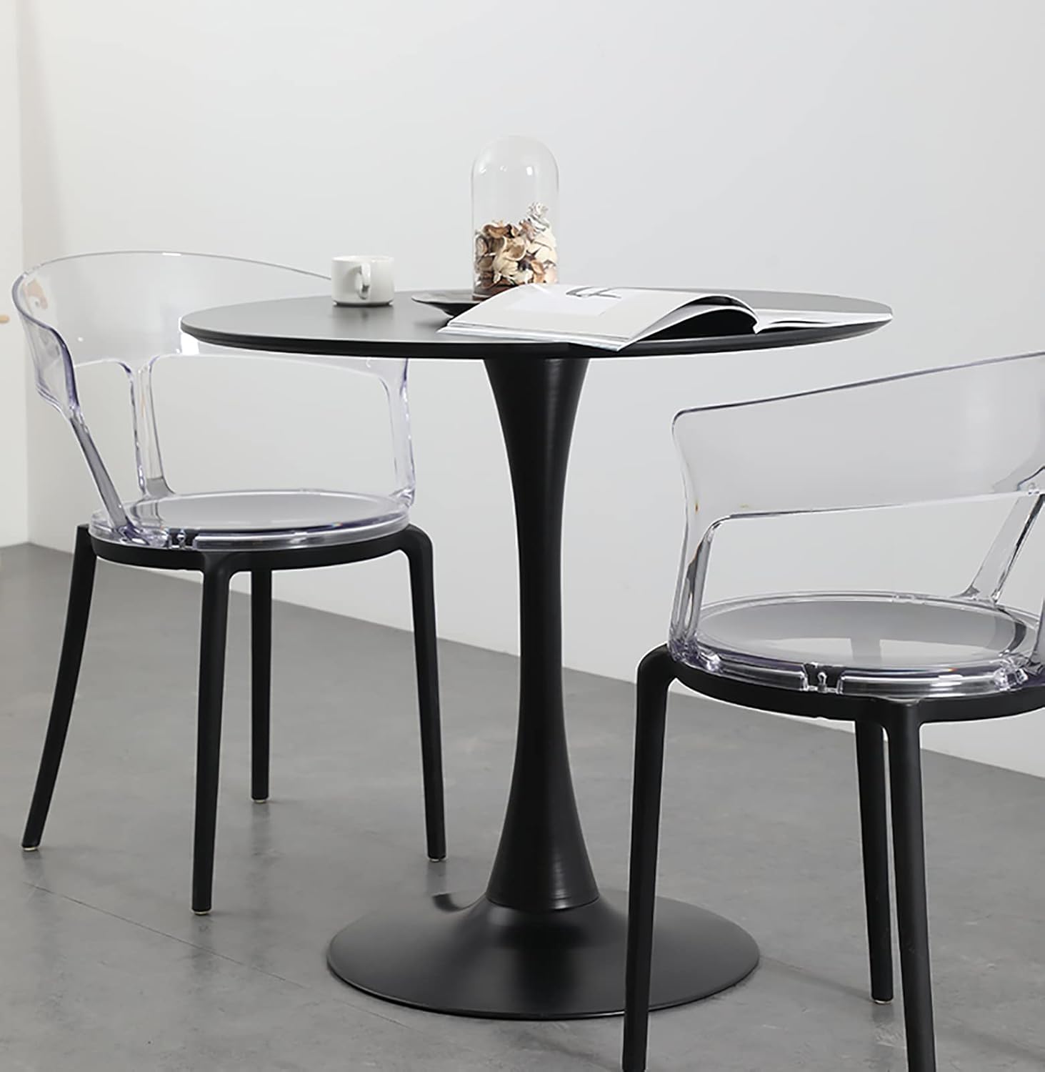 Black Round Table, Modern Dining Table, MDF Top and Steel Base Tulip Round Kitchen Table, Mid Century Coffee Table for Living Room 24 Inch, Kitchen Table, Oval Dining Table image 12
