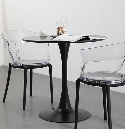 Black Round Table, Modern Dining Table, MDF Top and Steel Base Tulip Round Kitchen Table, Mid Century Coffee Table for Living Room 24 Inch, Kitchen Table, Oval Dining Table image 12