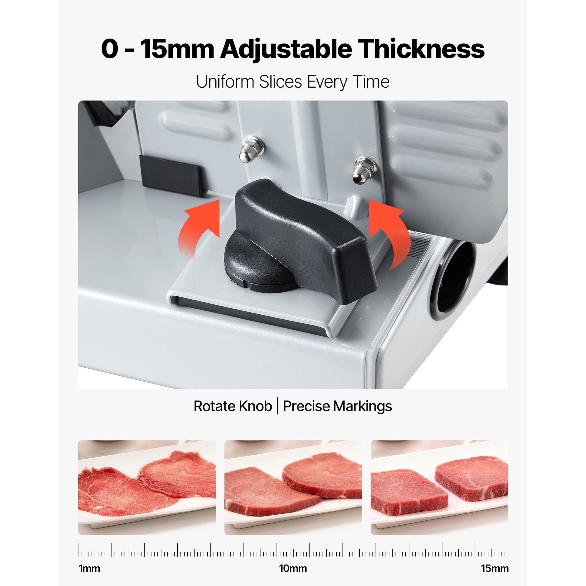 Meat Slicer, 7.5" Electric Deli Slicer with SUS420 Blade & 0-0.6" Adjustable Thickness, 200W Home Food-Slicer for Frozen Meat, Ham, Baguett, Steak, UL Approved image 2