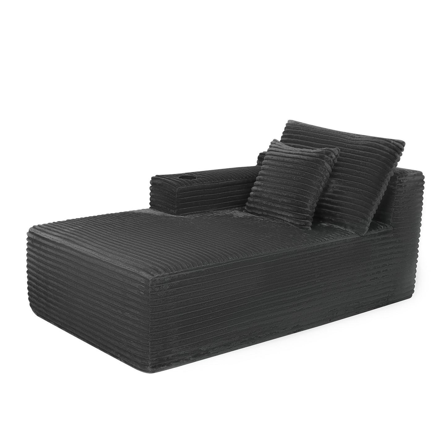 37.5-inch left chaise longue with grey black velvet, cup holder, flexible matching, mainly for living room use. image 3