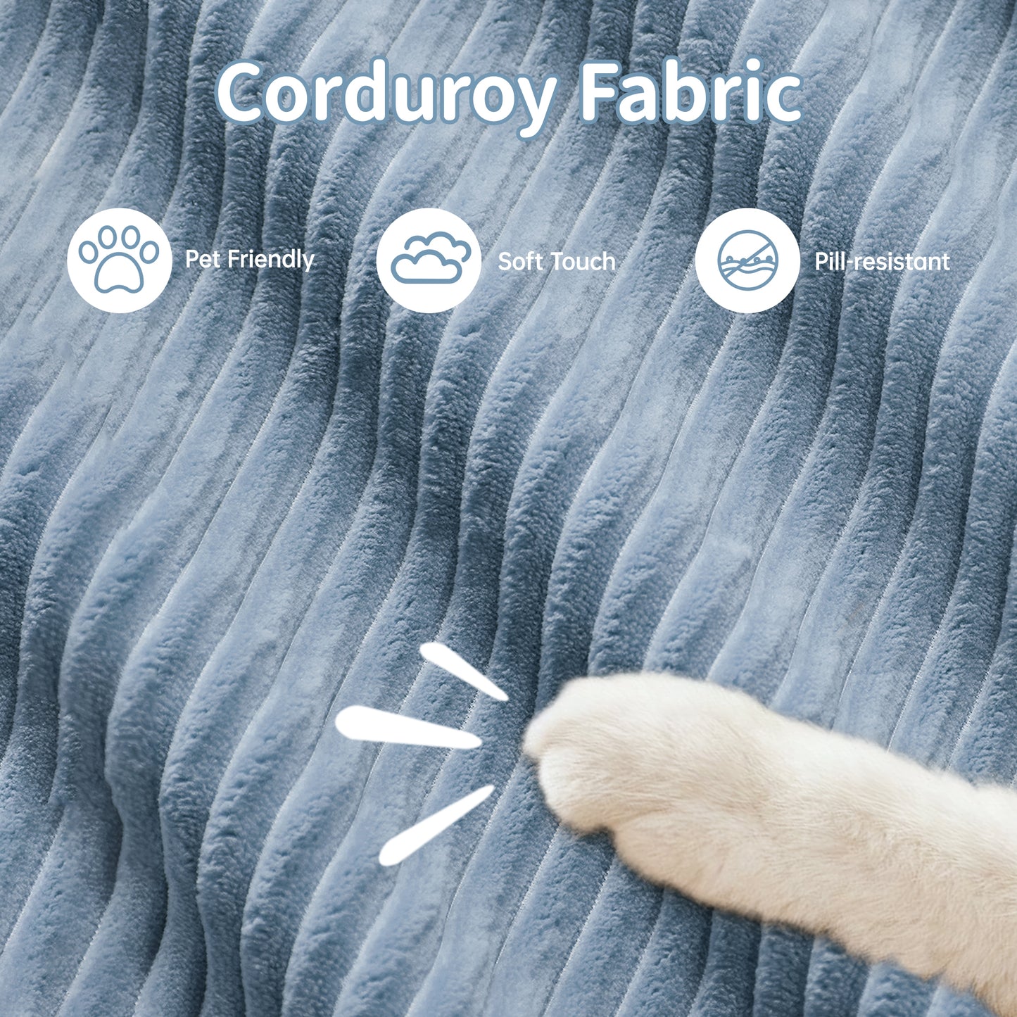 82'' L-shaped sofa in softCorduroy Fabric fabric modular design multiple combinations curved armrests no assembly required high-resilience sponge suitable for living rooms rest areas bedroom,Blue image 4