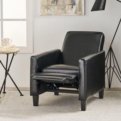 27.5" Push Back Recliner Chair Upholstered Recliner Armchair with Solid Beech Wood Legs for Living Room and Bedroom(Old SKU:52422.00PUBLK), Black image 5
