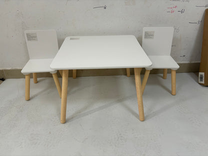 Kids Table and 2 Chairs Set, 3 Pieces Toddler Table and Chair Set, Wooden Activity Play Table Set (White) image 4