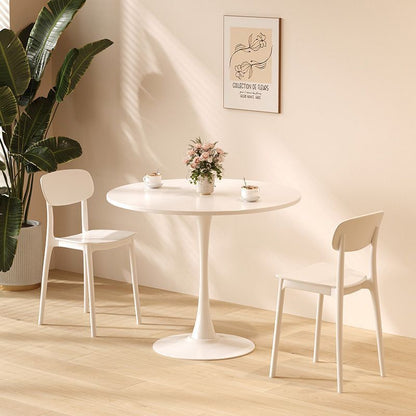 Modern Round Dining Table, ∅31.5'' Kitchen Dining Room Furniture, Coffee Table, Leisure Table, Living Room Table, Oval Dining Table, WHTIE image 1
