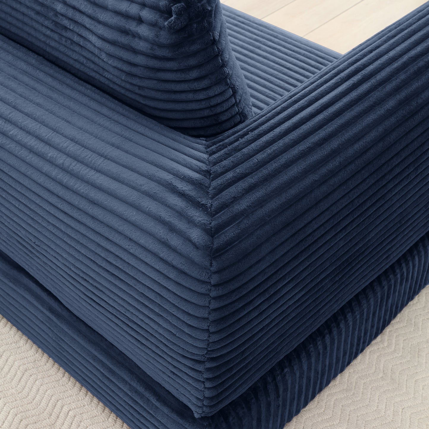 2-in-1 Folding Convertible Sofa Bed, Modern Corduroy Sleeper Couch with 2*pillows, Futon Modular Upholstered Boneless Loveseat with Pull-Out Bed,Folding Floor Modular Couch for Living Room Blue image 4