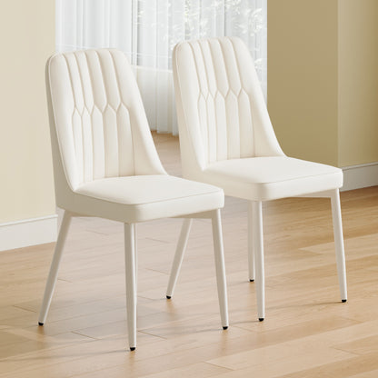 White dining chairs and living room chairs. Metal legs provide strong support, suitable for kitchens, living rooms, and restaurants. image 3