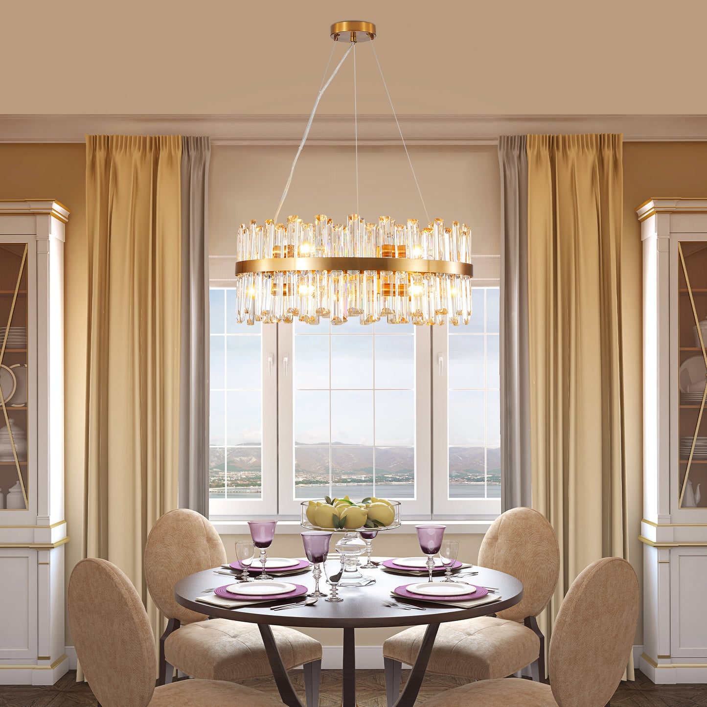 23.6 Inches Luxury Chandeliers Crystal Living Room Bedroom Decorative Lights Simple Modern Dining Room Lighting,for Home Decor (Bulbs Not Included) image 2