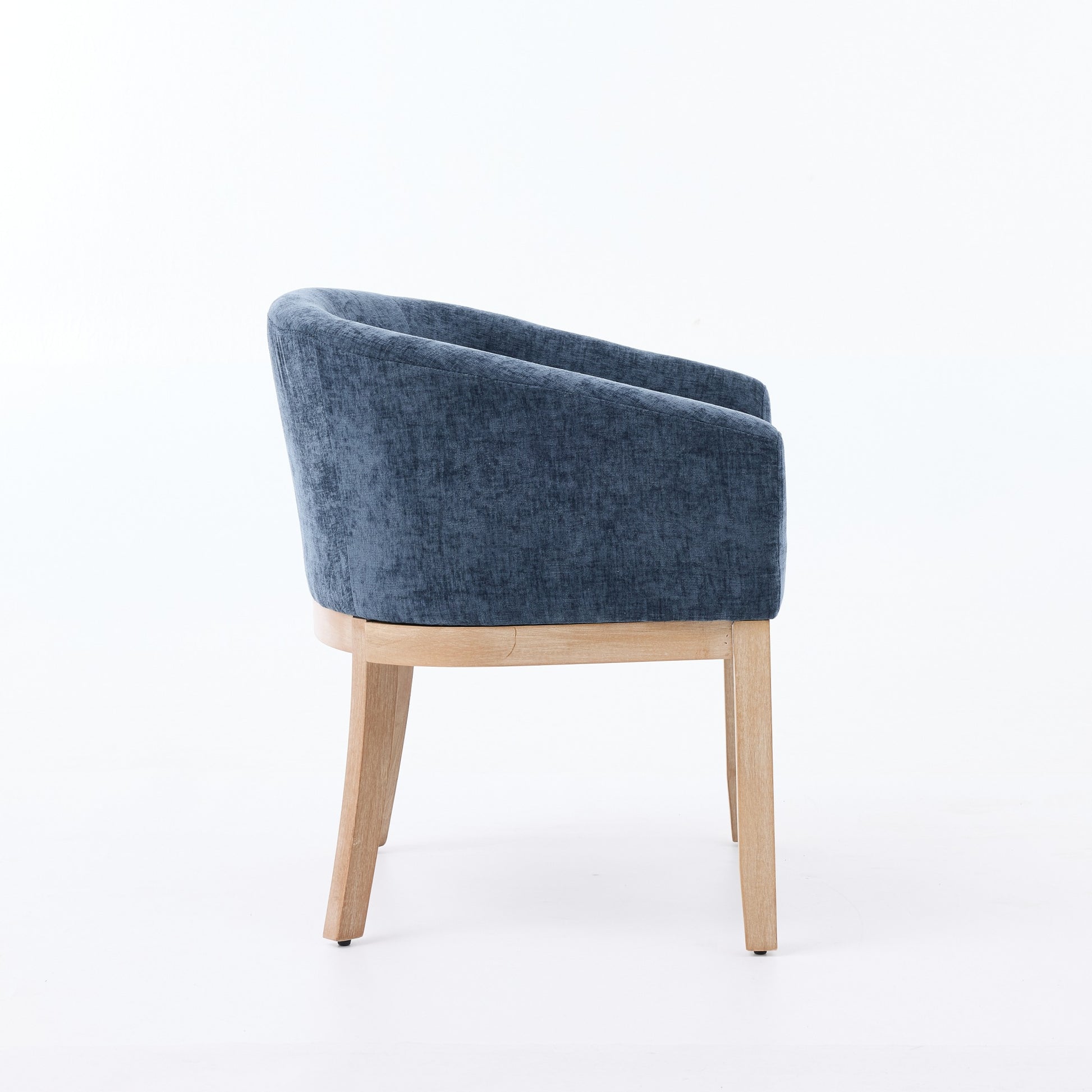 Mid Century Modern Upholstered Barrel Dining Chairs with Arms,Farmhouse Chenille Kitchen & Dining Room Chairs with Natural Hardwood Frame, 19" W Accent Chairs for Living Room,Single Pack,Blue,SW1891BL image 5