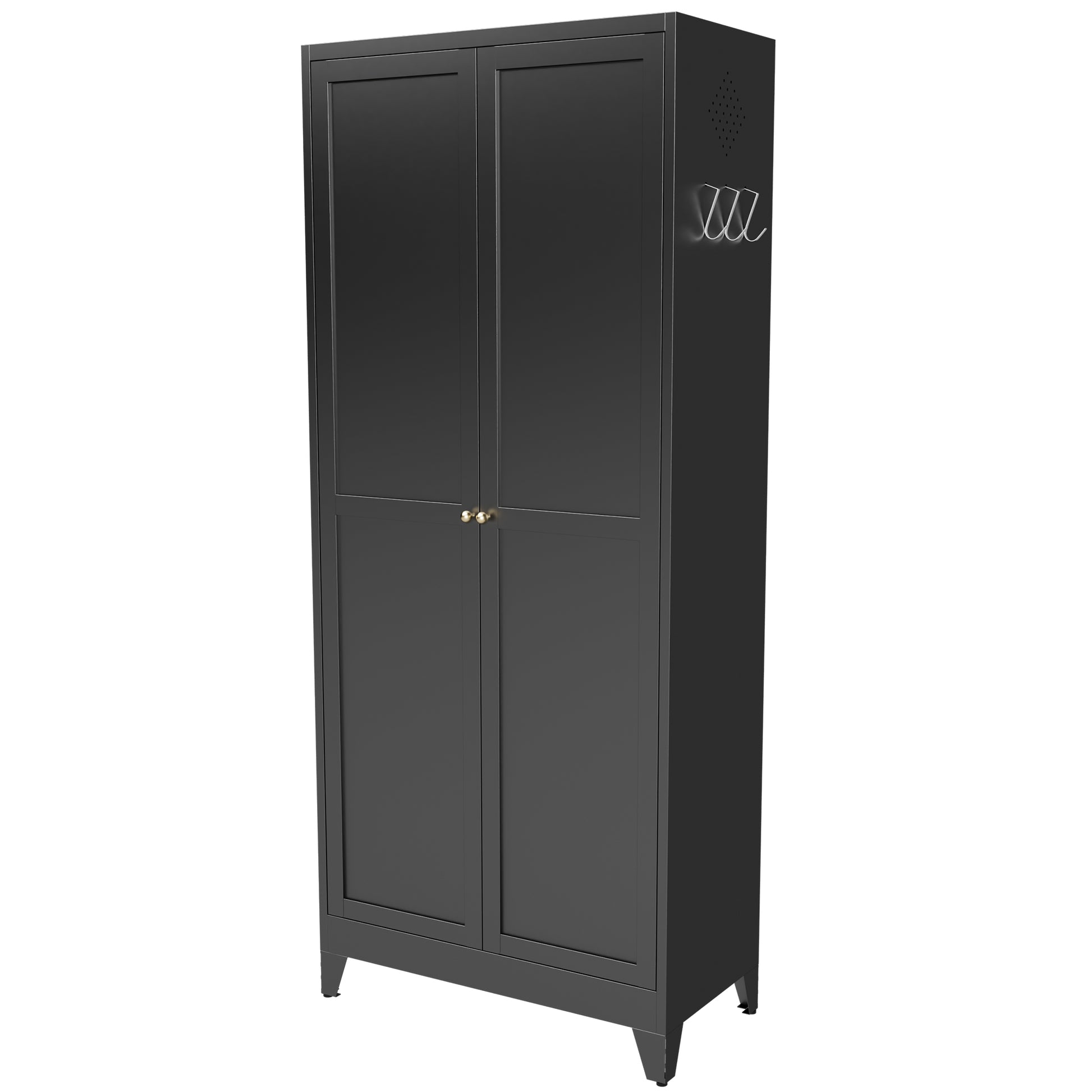 75" Black Metal Kitchen Pantry Cabinet Adjustable Storage with 5 Shelves (180lb Capacity), Freestanding Kitchen Storage Cabinet with Adjustable Shelves, Dishware in Kitchen, Pantry, Dining Room image 12