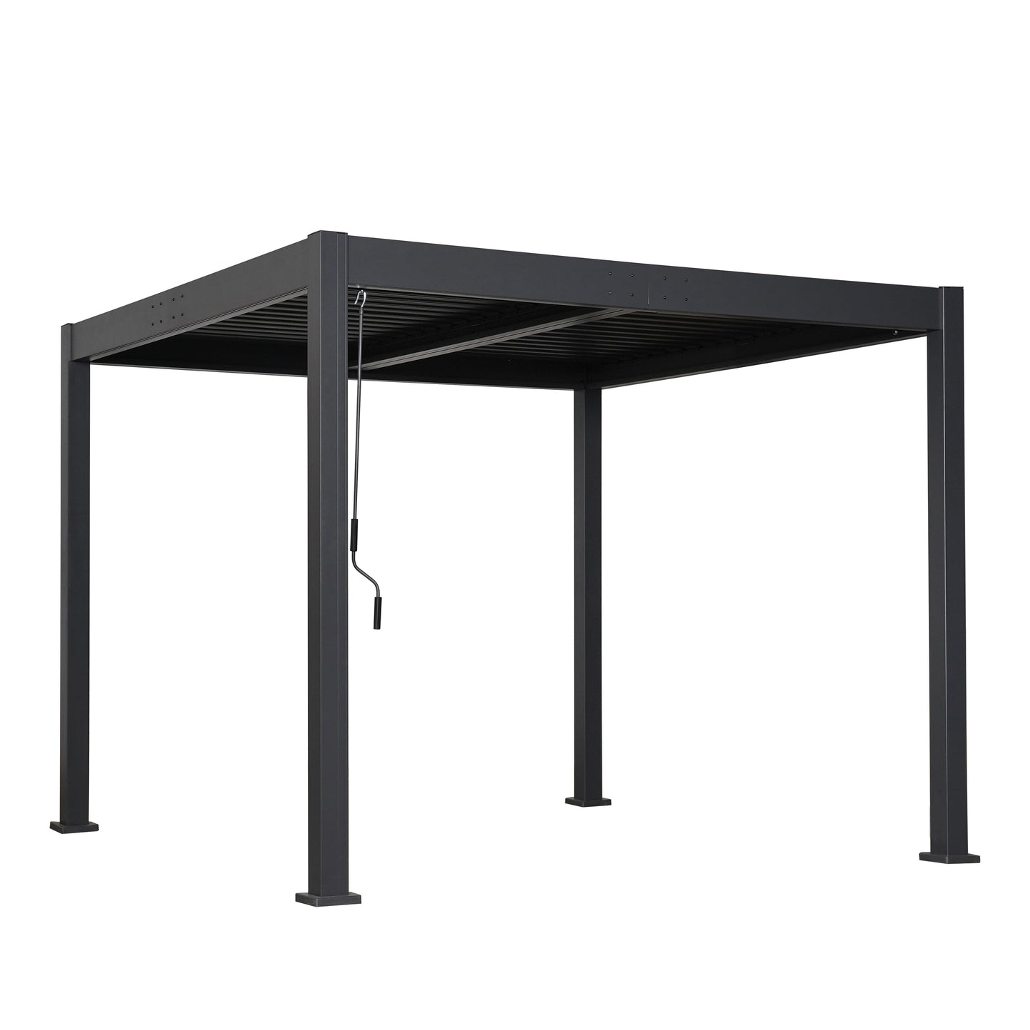 Byron Black Outdoor Pergola Aluminum with Adjustable Louvered Roof image 5
