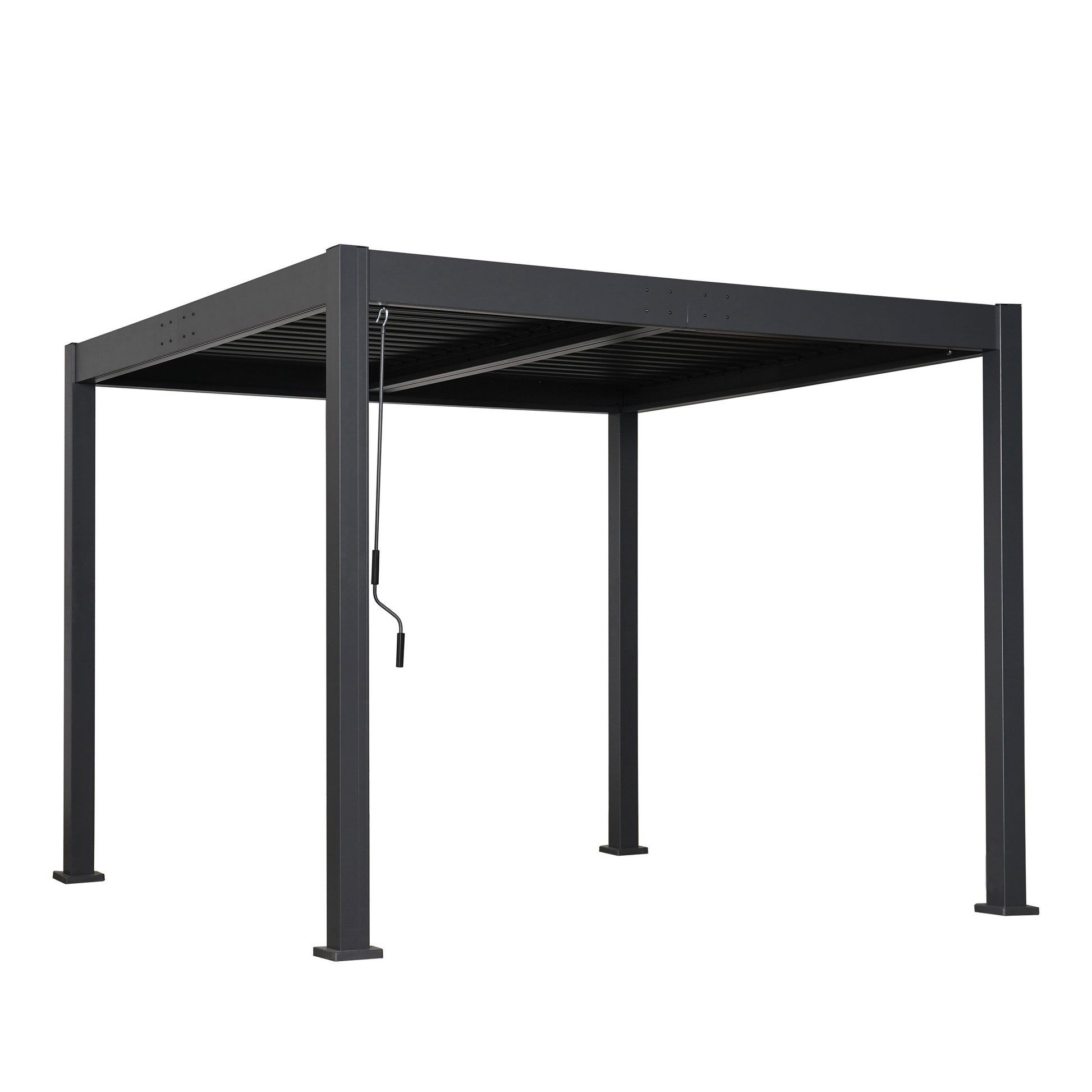 Byron Black Outdoor Pergola Aluminum with Adjustable Louvered Roof image 5