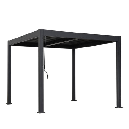 Byron Black Outdoor Pergola Aluminum with Adjustable Louvered Roof image 5