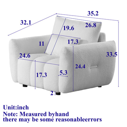 MH35.24''Teddy Fabric Sofa, Modern Lounge Chair, Upholstered with One Pillow for Apartment, Office, Living Room and Bedroom image 11