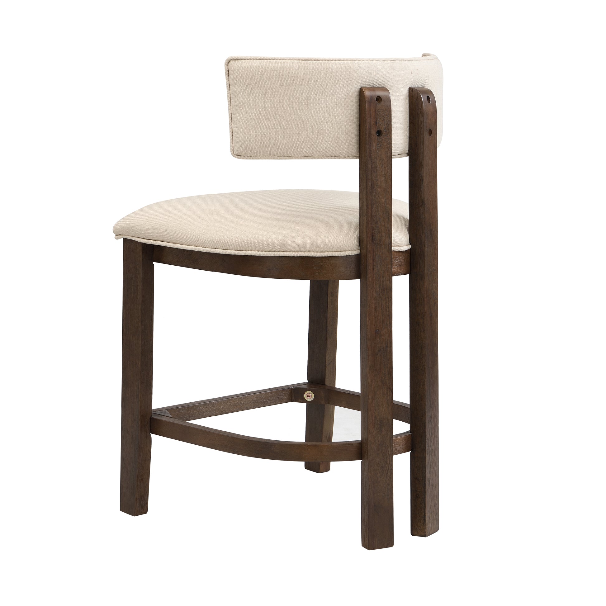 26" Counter Height Bar Stool, Upholstered Counter Stools (Set of 2)-Walnut+Beige image 5