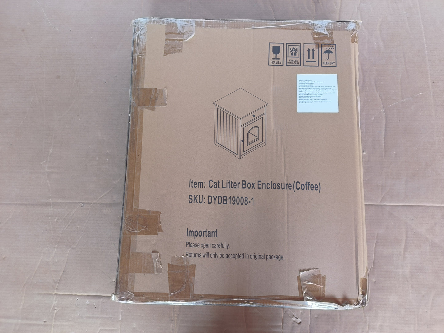 Wooden Pet House Cat Litter Box Enclosure with Drawer, Side Table, Indoor Pet Crate, Cat Home Nightstand (Brown) image 3