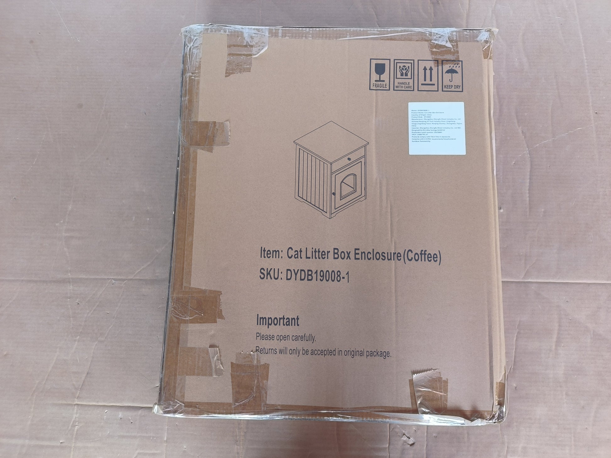 Wooden Pet House Cat Litter Box Enclosure with Drawer, Side Table, Indoor Pet Crate, Cat Home Nightstand (Brown) image 3