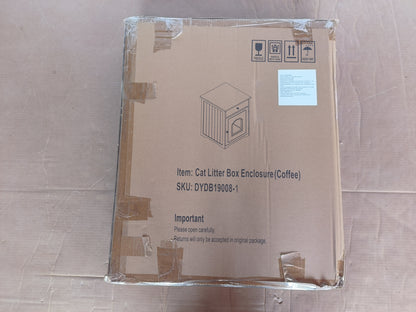 Wooden Pet House Cat Litter Box Enclosure with Drawer, Side Table, Indoor Pet Crate, Cat Home Nightstand (Brown) image 3