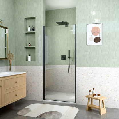 34" W x 72" H Semi-Frameless Circular Pivot Shower Door in Matte Black With 1/4" (6mm) Thick SGCC Tempered Glass image 3
