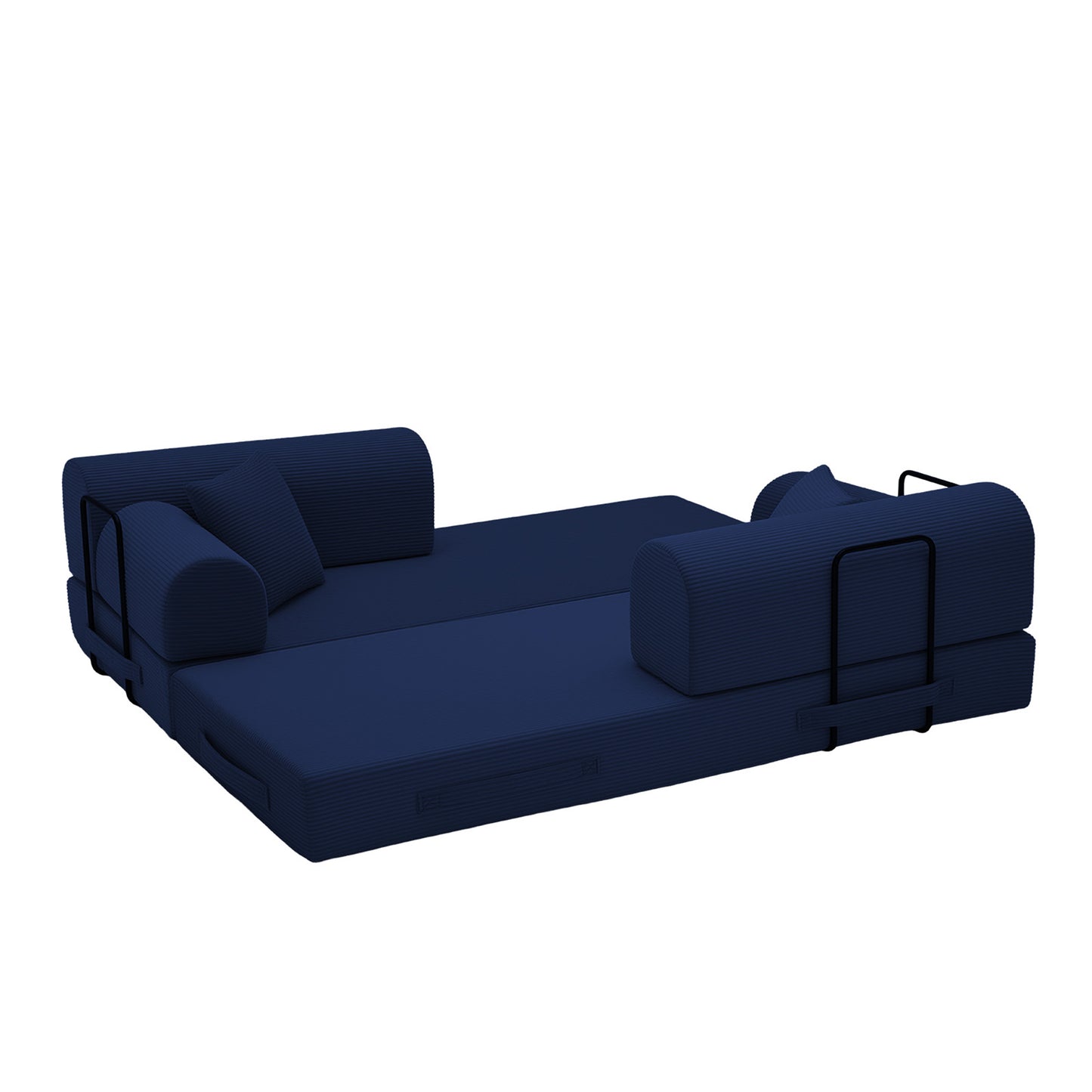 Convertible Sleeper Sofa Bed,Corduroy Folding Mattress Couch with Fixed-Shape Frame, Floor Sofa Lounge Couch for Living Room Bedroom(blue) image 7