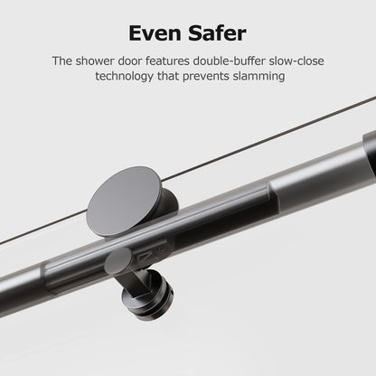 50-54" W * 76" H Frameless Single Sliding soft-close Shower Doors, Bathroom Sliding Shower Door, 5/16" (8mm) Thick SGCC Tempered Glass Door, Matte Black image 8
