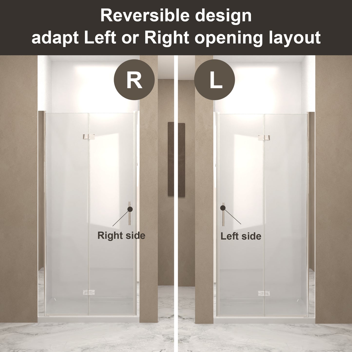 29-28"x 72" Bifold Shower Door, 1/4"(6mm) Tempered Glass, Chrome Aluminum Frame, Explosion Proof Film image 6