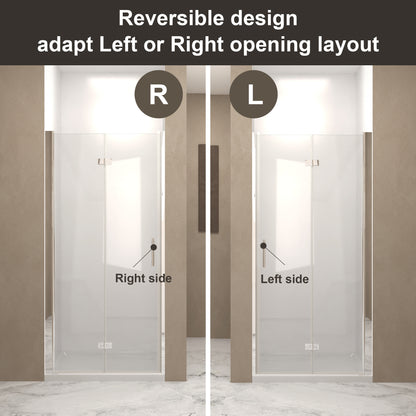31-30"x 72" Bifold Shower Door, 1/4"(6mm) Tempered Glass, Chrome Aluminum Frame, Explosion Proof Film image 6