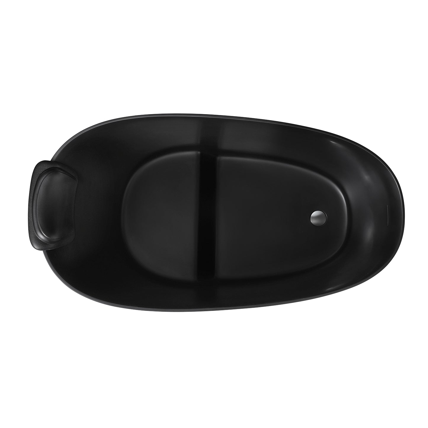 51" Solid Surface Oval Freestanding Black Bathtub with Overflow and Drain Assembly, with Integral Seat and headrest, LTL image 9