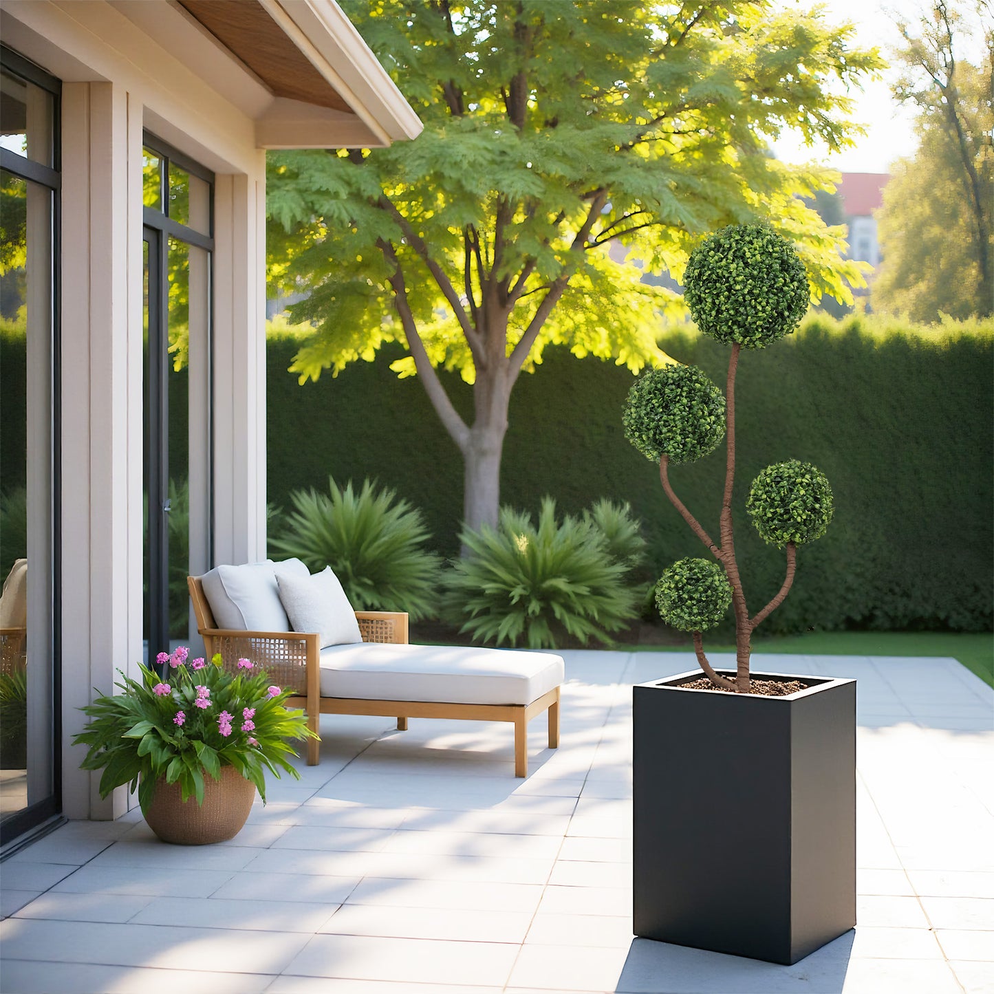 4FT Tall Artificial Boxwood Topiary Tree Large Faux Green Plant in Pot for Indoor Outdoor Patio Porch Garden Decoration, 1pc/set image 12