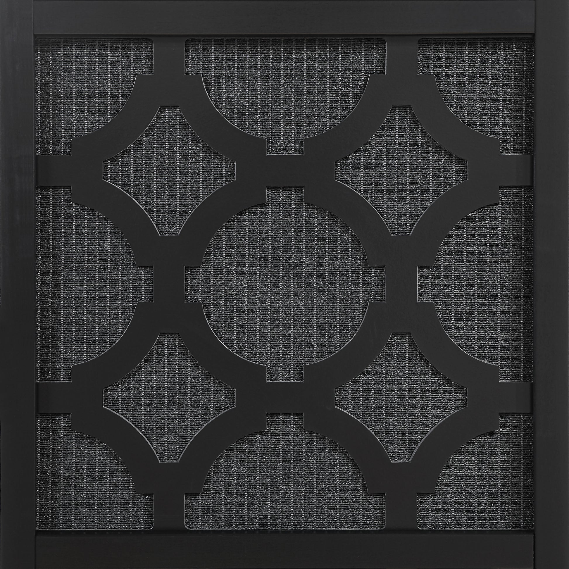 Quarterfoil infused Diamond Design 4-Panel Room Divider, Black image 3