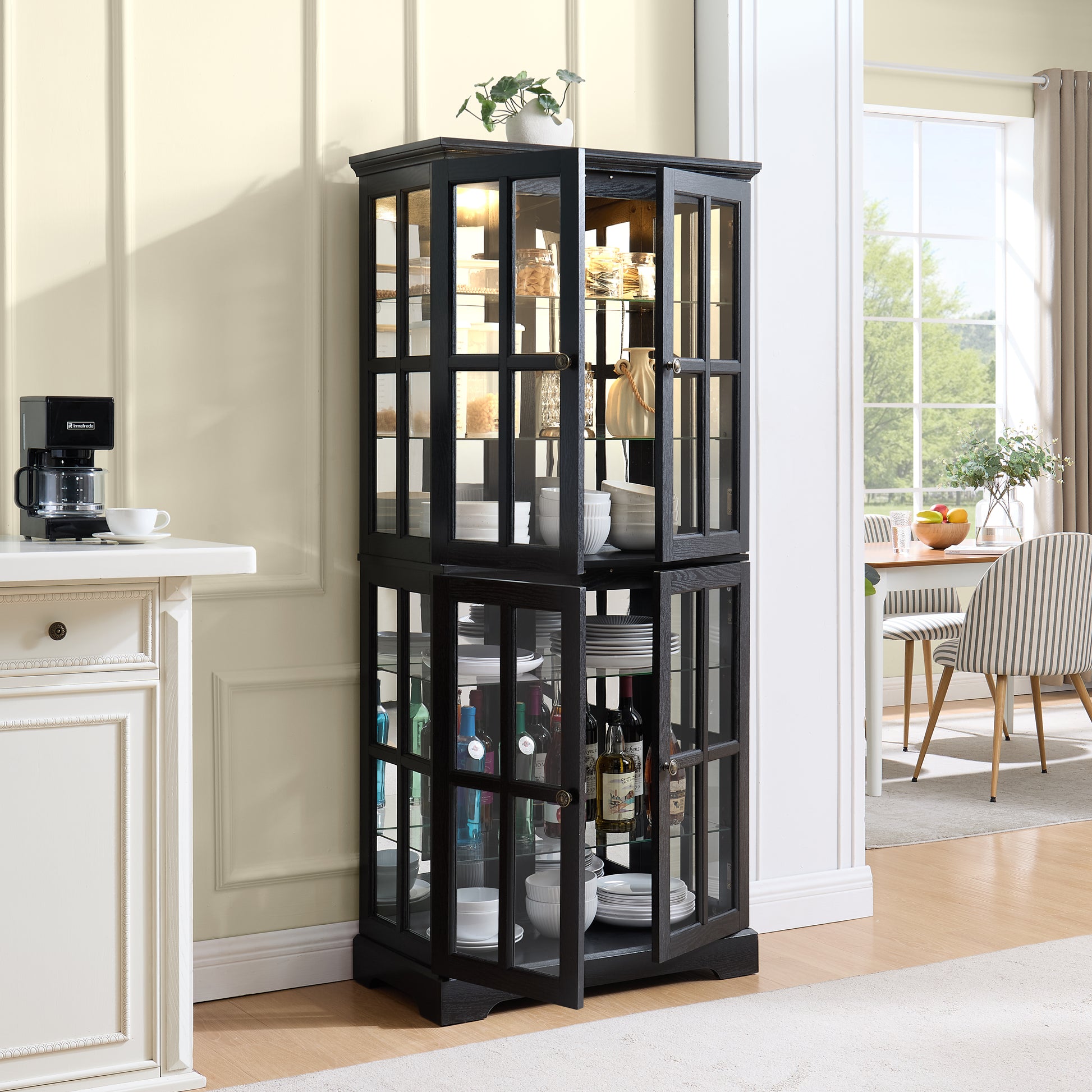 Antique Display Cabinet with Adjustable Shelves - Side View