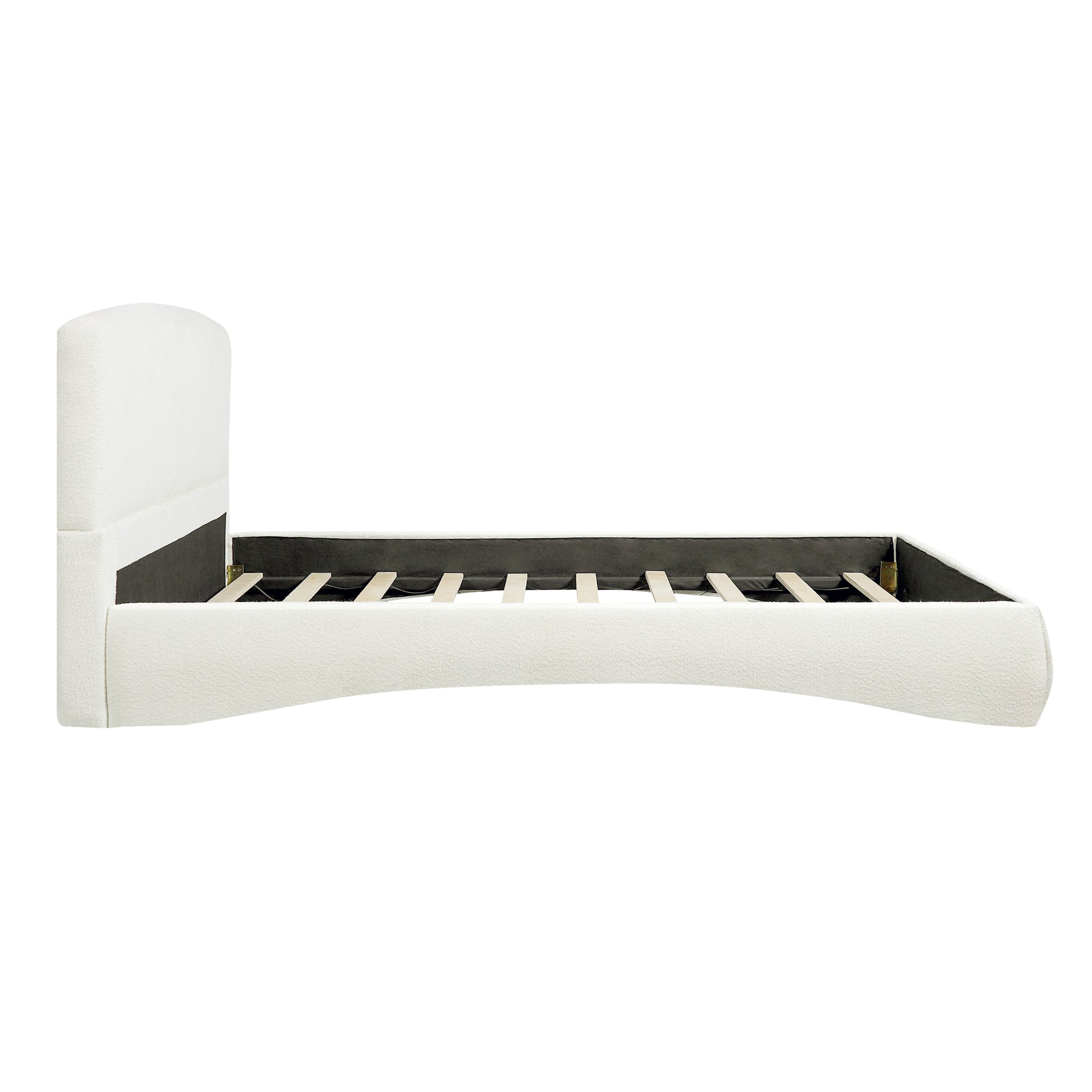 Curved Upholstered Bed with Smart Ambient Lighting,Cream,King image 7