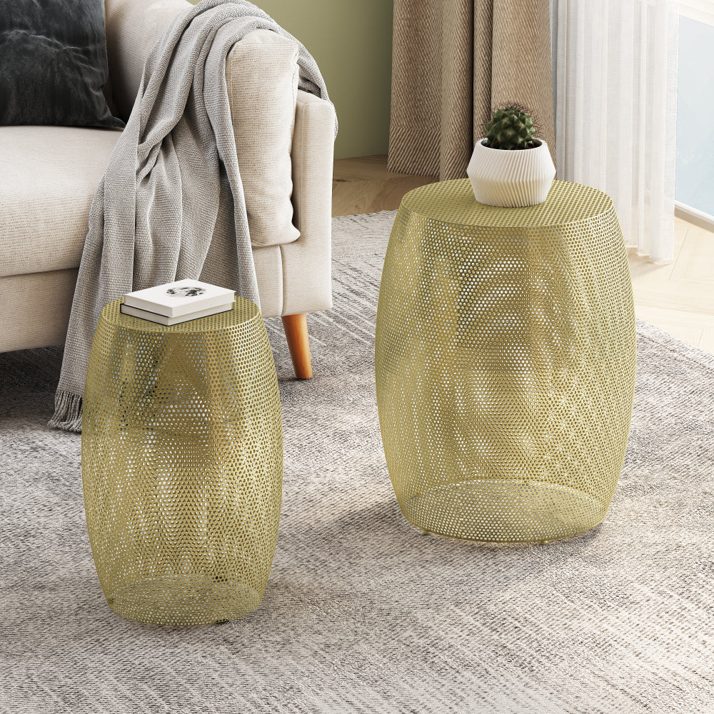 Stylish Round Metal Hollow Side Table for Modern Decor