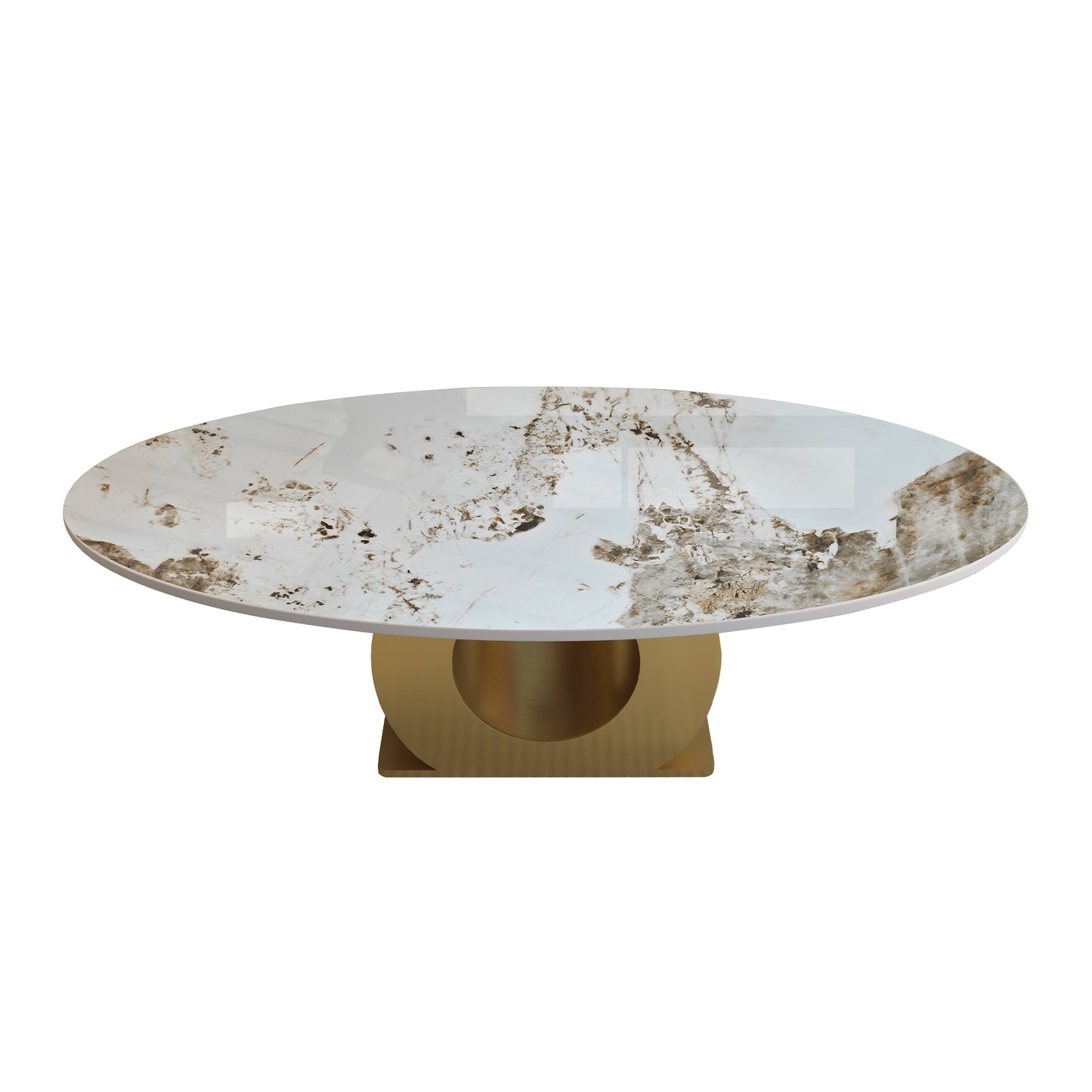 Modern 49.2" Oval Sintered Stone Coffee Table with Stainless Steel Base, Center Table for Living Room image 7