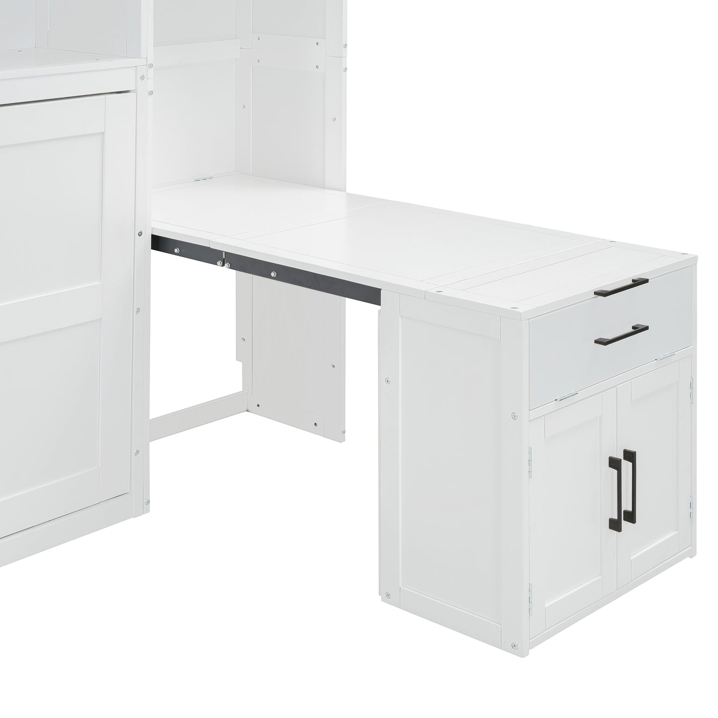 Twin Size Murphy Bed Wall Bed with Closet, Drawers & Desk-White(OLD SKU:LP000595AAK-2) image 9